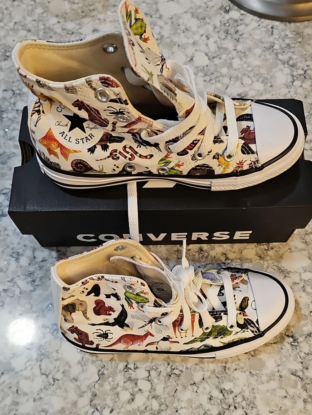 CONVERSE ALL STAR Zoo Animal Print High Top Sneakers, Size 13